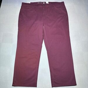 NEW Oak Hill 5-Pocket Pant Mens 46x30 Straight Fit Stretch Cotton Blend Burgundy